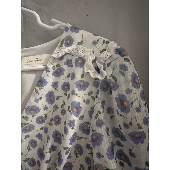 Since Then Purple White Floral Midi Dress Sz L - Picture 2 of 8